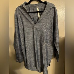 Uncle Frank Blue Textured Space Dye Oversized Tunic Pockets M